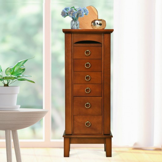 Wooden Jewelry Cabinet Storage Organizer with 6 Drawers
