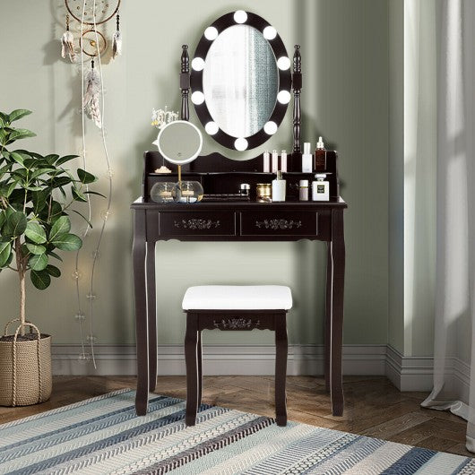 Makeup Dressing Table with Lighted Mirror and Touch Switch