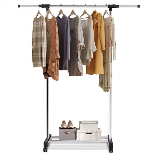 Adjustable Rolling Garment Rack Closet Organizer