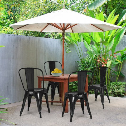 Set of 4 Dining Side Stackable Cafe Metal Chairs