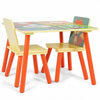 Kids Table and 2 Chairs Set with Cartoon Pattern