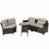 4 Pcs Furniture Patio Set Outdoor Wicker Sofa Set