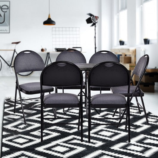Set of 6 Folding Fabric Upholstered Metal Chairs