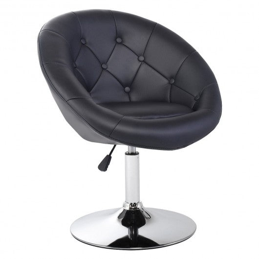 1 PC Modern Adjustable Swivel Round PU Leather Chair-Black