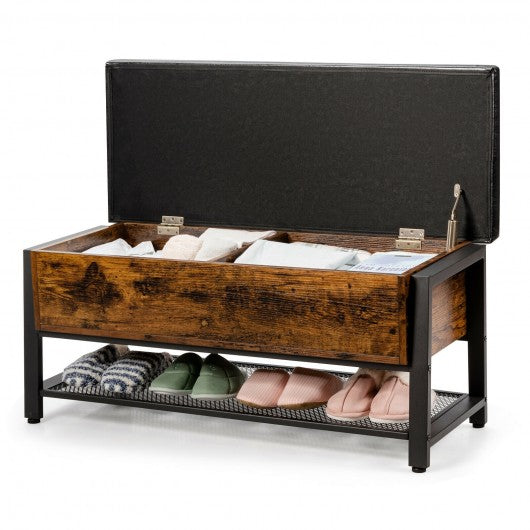Industrial Storage Shoe Bench with Two Divided Space