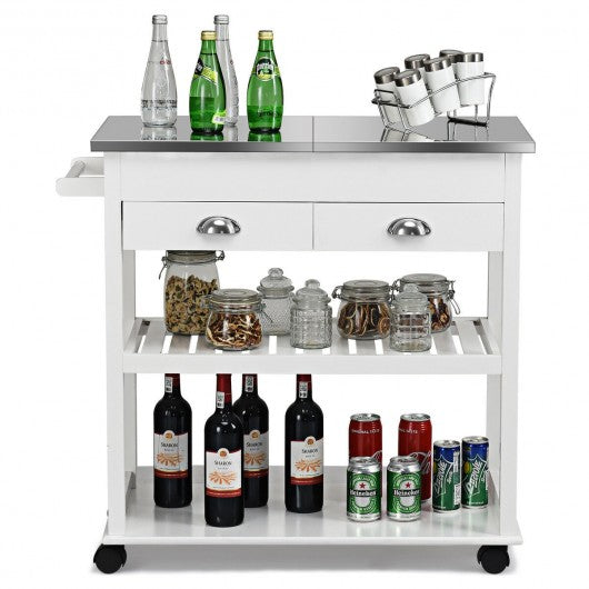 Stainless Steel Mobile Kitchen Trolley Cart With Drawers & Casters