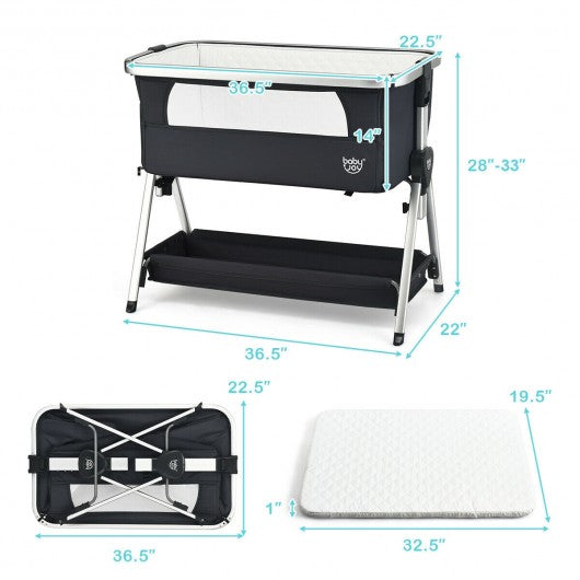 Breathable Baby Bed Side Crib  Adjustable Sleeper Bedside Bassinet