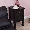 Wood Accent End Nightstand w/ 2 Storage Drawers