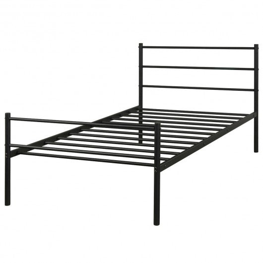 Twin Size Metal Bed Frame Platform with Headboard-Black