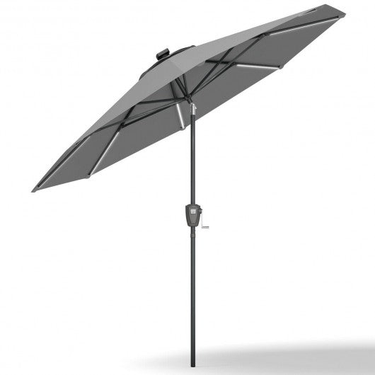 9 Ft Patio Solar Powered Umbrella with LED Light