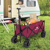 Collapsible Outdoor Utility Garden Trolley Folding Wagon-Wine