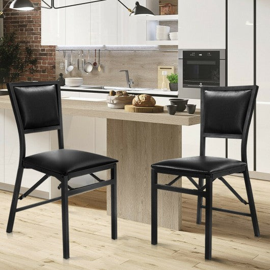 Set of 2 Metal Folding Chair Dining Chairs