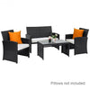 4 Pcs Wicker Conversation Furniture Set Patio Sofa and Table Set