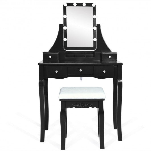 Dimmable Bulbs Touch Switch Vanity Dressing Table Set with Removable Box