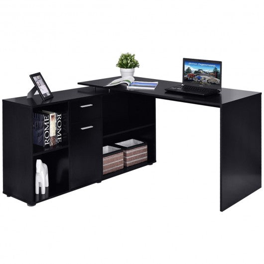 Rotating L-Shape Corner Writing Study Computer Desk