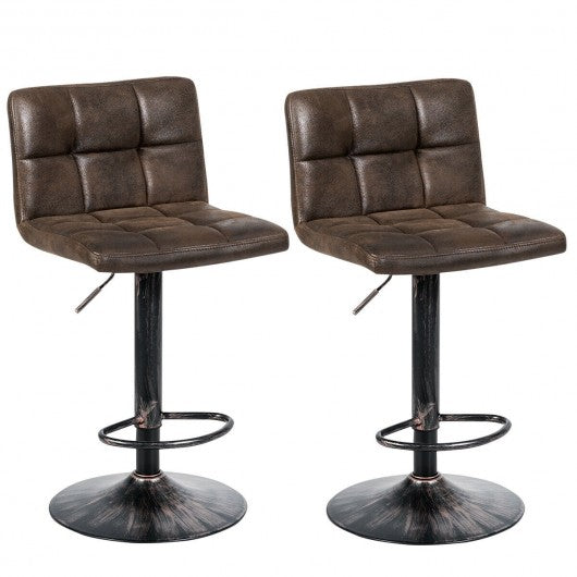 Set of 2 Adjustable Swivel Counter Chairs with Footrest and Back Base