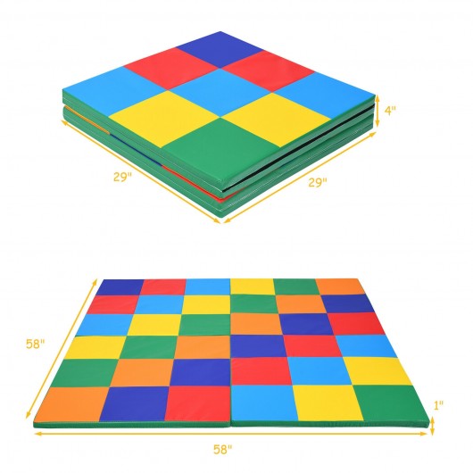 58'' Toddler Foam Play Mat Baby Folding Activity Floor Mat for Home and Daycare School-Light Blue