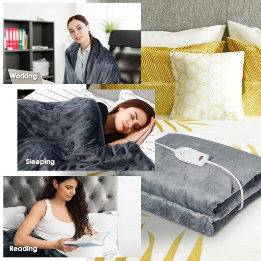 Flannel Electric Blanket Heated Throw with 3 Heat Settings