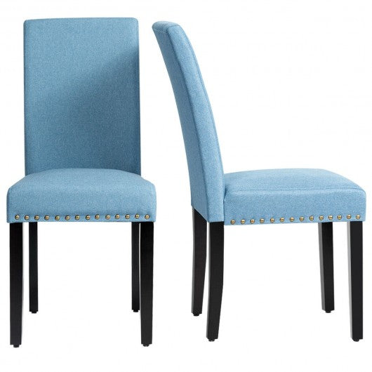 Set of 2 Fabric Upholstered Dining Chairs with Nailhead