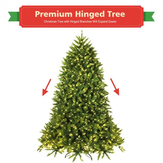 Premium Hinged Artificial Fir Christmas Tree with LED Lights
