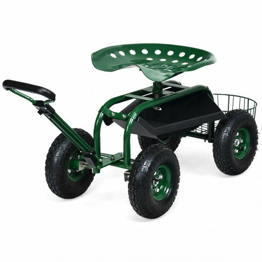 Heavy Duty Garden Cart Work Seat w/360 Swivel Seat