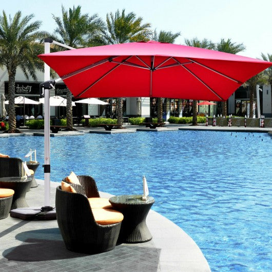 10 Ft 360 Degree Tilt Aluminum Square Patio Offset Cantilever Umbrella