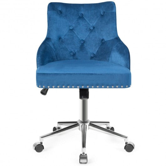 Tufted Upholstered Swivel Computer Desk Chair with Nailed Tri