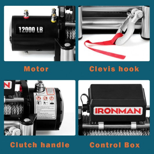 12000 lbs 12V Electric Wireless Remote Control Winch