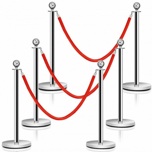 6 pcs Stanchion Posts Queue Pole