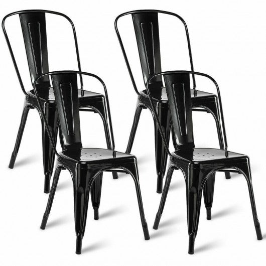 Set of 4 Tolix Style Dining Chair Stackable Bistro Chair