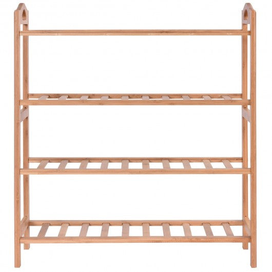 4 Tier Bamboo Shoe Shelf Storage Organizer