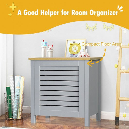 Wooden Kids Toy Storage Organizer  with Lid-Gray