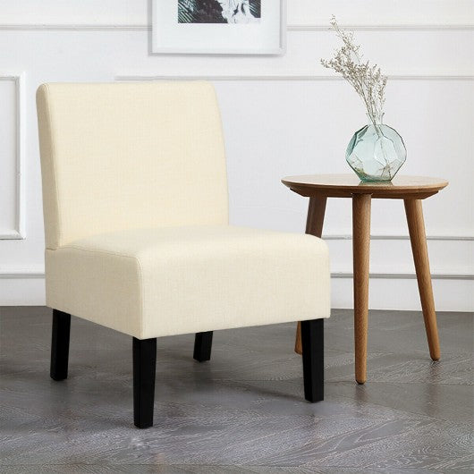 Armless Accent Chair  with Rubber Wood Legs