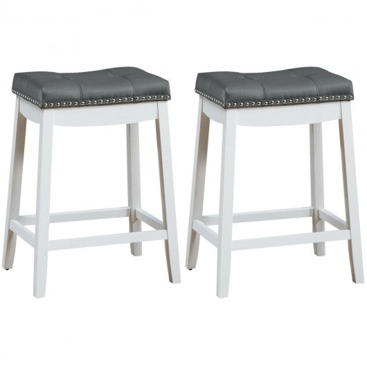 Set of 2 Nailhead Saddle Bar Stools