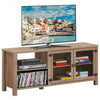 Wooden TV Stand with 2 Metal Mesh Doors