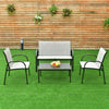 4 pcs Patio Furniture Set with Glass Top Coffee Table