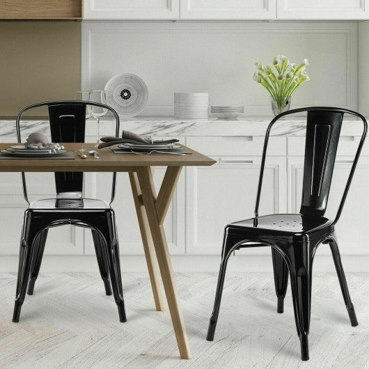 Set of 4 Tolix Style Dining Chair Stackable Bistro Chair