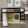 Twin Size Low Sturdy Loft Bed with Slide Wood