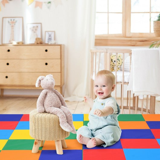 58'' Toddler Foam Play Mat Baby Folding Activity Floor Mat for Home and Daycare School-Light Blue