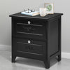 Solid Wood Elegant Storage Nightstand w/ 2 Locking Drawers