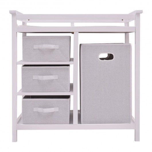 Infant Baby Changing Table w/3 Basket Hamper Diaper Storage Nursery