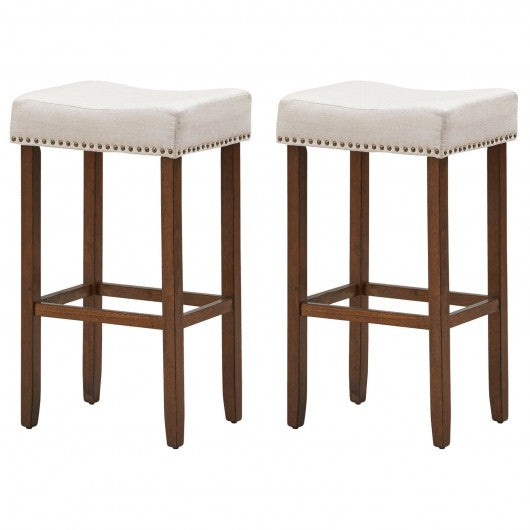 Set of 2 Nailhead Saddle Bar Stools 29