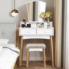 Vanity Table Set Dressing Table Cushioned Stool Makeup Table