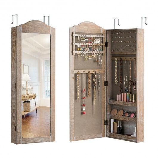 Cabinet Wall/Door Mounted with Mirror Jewelry Armoire