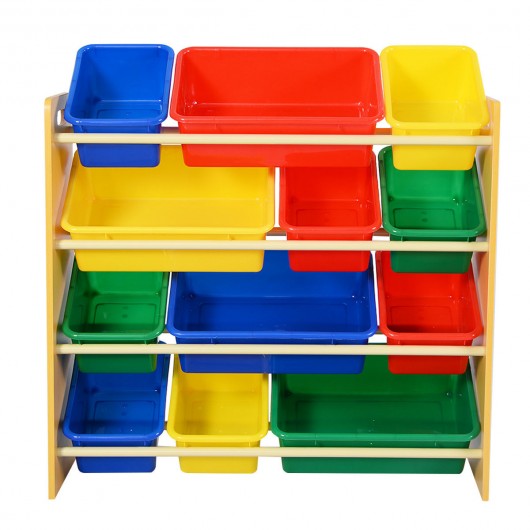 Toy Storage Organizer for kids with 12 Colorful Plastic Bins