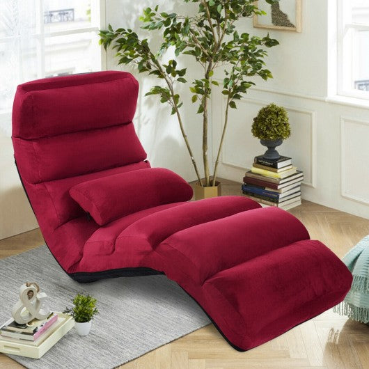 Stylish  Folding Lazy Sofa Chair with Pillow-Burgundy
