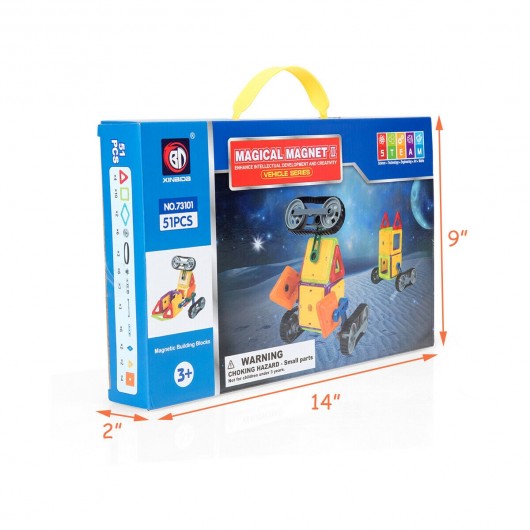 51 Pcs Magnetic Tiles Building Blocks Set