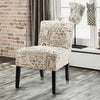 Armless Letter Print Fabric Chair with Solid Wood Legs
