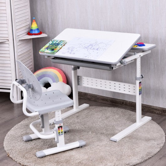 Adjustable Children's Writing Study Table with Drawer