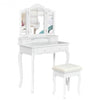 4 Drawers Mirrored Jewelry Wood Vanity Dressing Table w/ Stool